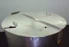 Used Perma-San Tank, 310 Gallons, Model OVS, 316 Stainless Steel, Vertical. Approximately 44” diameter x 46” straight side, open top with 1/2 hinged covers, sloped bottom.  Provision for a clamp-on a...