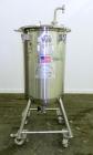 Used Precision Stainless Tank, 200 Liter (52.8 Gallon), 316L Stainless Steel, Vertical. 22’’ Diameter x 33’’ straight side. Flat open top with a 1 piece cover with a 1/3 hinged cover, dished bottom. ...