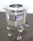 Used Precision Stainless Kettle, 28 Gallon, 316L Stainless Steel, Vertical. Approximately 20” diameter x 20” straight side, flat top with a 1 piece cover, sloped bottom. 304L stainless steel dimple j...