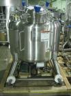 Used- Pure Flo Agitated Receiver, 500 Liter (132 Gallon), 316L Stainless Steel Construction. Approximately 42