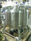 Used- Pure Flo Agitated Receiver, 500 Liter (132 Gallon), 316L Stainless Steel Construction. Approximately 42