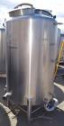 Used- Stainless Steel Tank, Approximate 400 Gallon, Vertical.