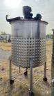 Used Stainless Steel Approximate 350 Gallon Mix Tank, Vertical. Approximate 46