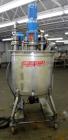 Used Val-Fab Tank, 150 Gallon, 316L Stainless Steel, Vertical. 36” Diameter x 31” straight side, flat bolt on top, dished bottom. Top entering Cheminner agitator with mechanical seal. Approximate 1” ...