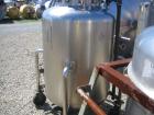 Used Walker Stainless Pressure Tank, 150 gallon, 316 L stainless steel, vertical. 34'' diameter x 39'' straight side, dished top and bottom. Internal rated FV/120 psi at 300 deg F. Openings: top 18''...