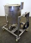 Used Walker Stainless Tank, 80 Gallon, 316 Stainless Steel, Vertical. 30” Diameter x 29” straight side. Open top with a 2 piece cover, coned bottom. Provision for a clamp-on agitator. 1-1/2” Tri-clam...