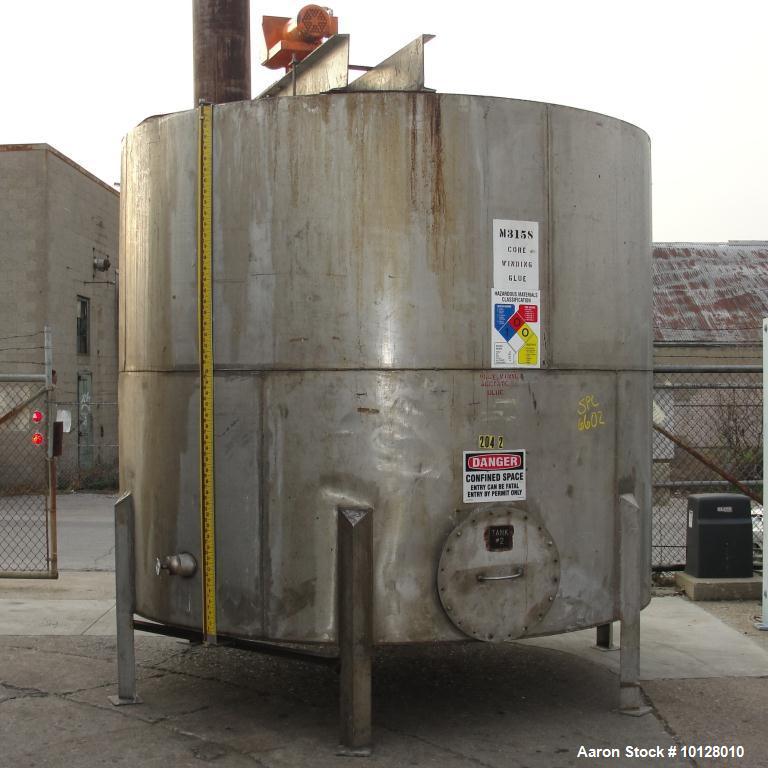 Used-4200 Gallon Stainless Steel Conical Bottom Tank.  The stainless steel tank has a 96" straight side height, an 8" conica...