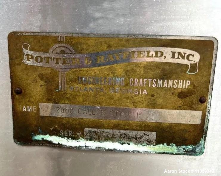 Used Potter & Rayfield Stainless Steel Horizontal Storage Tank – Style H
