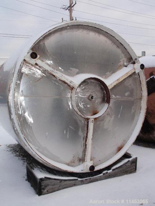 Unused-3000 gallon Tolan tank, stainless steel, 8' diameter x 8'6" straight side, flat bolt on top, slight dish bottom, 2" center bottom outlet, provision for 3 pipe legs.