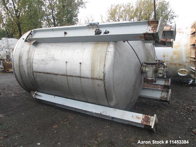 Used- 4500 Gallon Agitated Tank. 316 stainless steel construction, approximately 8' diameter x 11' straight side, dish top a...