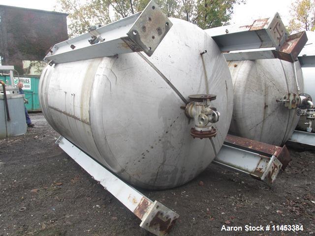 Used- 4500 Gallon Agitated Tank. 316 stainless steel construction, approximately 8' diameter x 11' straight side, dish top a...