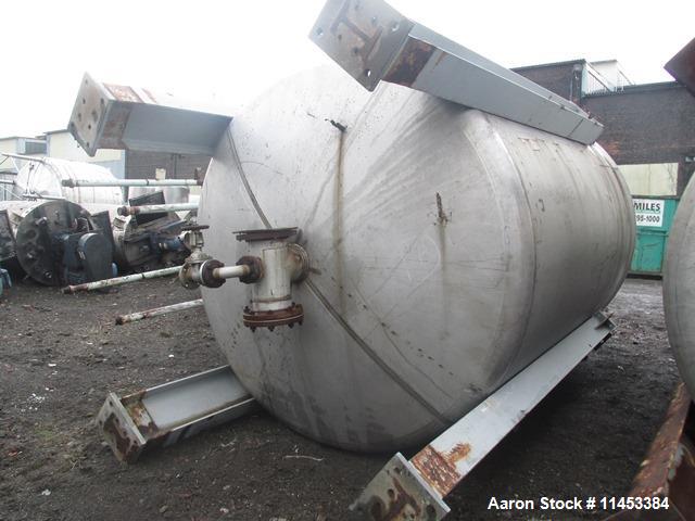 Used- 4500 Gallon Agitated Tank. 316 stainless steel construction, approximately 8' diameter x 11' straight side, dish top a...