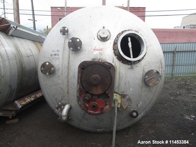 Used- 4500 Gallon Agitated Tank. 316 stainless steel construction, approximately 8' diameter x 11' straight side, dish top a...