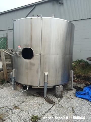 Used- Approx. 3500 Gallon Stainless Steel Sanitary Vertical Tank