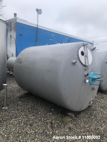 Used-Approximately 1500 Gallon Vertical Stainless Steel Food Grade Mix Tank