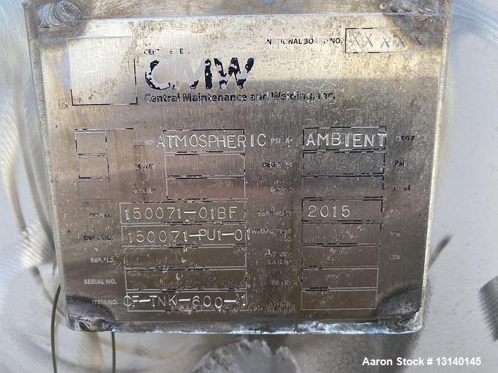 Used CMW Inc Approximately 4000 Gallon Stainless Steel Vertical Storage Tank