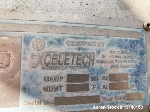 Used- ExceleTech Inc. Approximately 2500 Gallon 304 Stainless Steel Vertical Pre