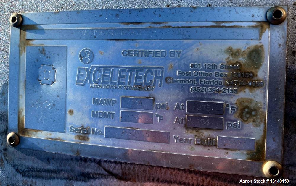 Used- ExceleTech Inc. Approximately 2500 Gallon 304 Stainless Steel Vertical Pre