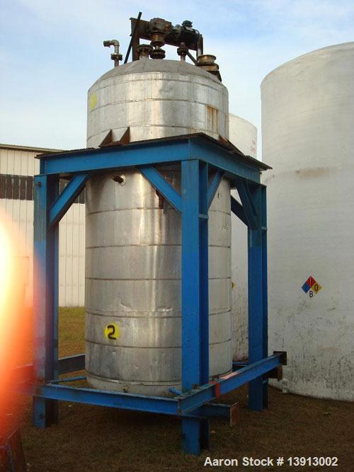 Unused-Used: 2500 gallon stainless steel mixing tank. Dish 144" side wall x 72" diameter, 19' overall height. 3 hp motor @ 1...