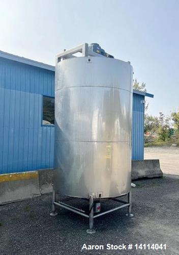 Used 2,500 Gallon Stainless Steel Jacketed Tank, Insulated with Agitator. Interior Dimensions: 75" diameter x 120" straight side, plus cone bottom. Center discharge: 3" reduced to 2.5" tri-clamp with...