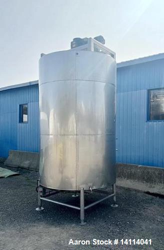 Used 2,500 Gallon Stainless Steel Jacketed Tank, Insulated with Agitator. Interior Dimensions: 75" diameter x 120" straight side, plus cone bottom. Center discharge: 3" reduced to 2.5" tri-clamp with...