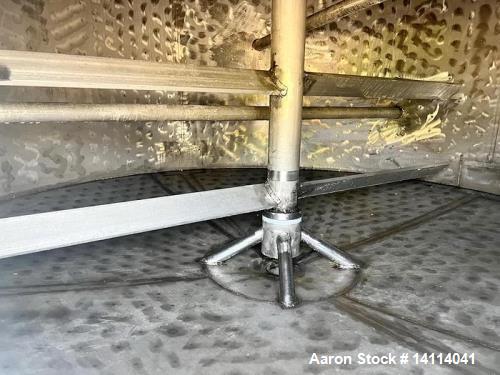 Used 2,500 Gallon Stainless Steel Jacketed Tank, Insulated with Agitator. Interior Dimensions: 75" diameter x 120" straight side, plus cone bottom. Center discharge: 3" reduced to 2.5" tri-clamp with...
