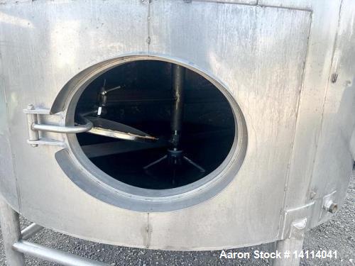 Used 2,500 Gallon Stainless Steel Jacketed Tank, Insulated with Agitator. Interior Dimensions: 75" diameter x 120" straight side, plus cone bottom. Center discharge: 3" reduced to 2.5" tri-clamp with...