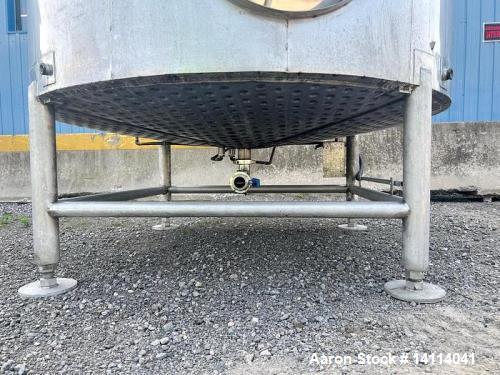 Used 2,500 Gallon Stainless Steel Jacketed Tank, Insulated with Agitator. Interior Dimensions: 75" diameter x 120" straight side, plus cone bottom. Center discharge: 3" reduced to 2.5" tri-clamp with...