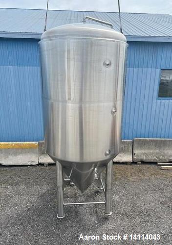 Unused- 2000 Gallon 304 Stainless Steel Jacketed Brewery Tank. Insulated. 51 BBL Brewery Tank. Jacketed for cooling, rated 36.25psi. Cone bottom discharge: 2" tri-clamp with pipe to side and butterfl...