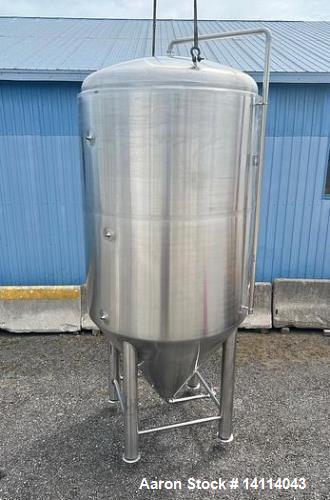 Unused- 2000 Gallon 304 Stainless Steel Jacketed Brewery Tank. Insulated. 51 BBL Brewery Tank. Jacketed for cooling, rated 36.25psi. Cone bottom discharge: 2" tri-clamp with pipe to side and butterfl...
