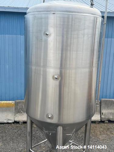 Unused- 2000 Gallon 304 Stainless Steel Jacketed Brewery Tank. Insulated. 51 BBL Brewery Tank. Jacketed for cooling, rated 36.25psi. Cone bottom discharge: 2" tri-clamp with pipe to side and butterfl...