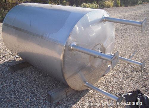 Used- Alloy & Steel Fab tank, 1100 gallon, stainless steel, vertical. 68" diameter x 72" straight side. Flat top with 20" ma...