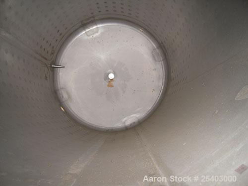 Used Alloy & Steel Fab tank, 1100 gallon, stainless steel, vertical. 68" diameter x 72" straight side. Flat top with 20" manway, sloped bottom. Bottom jacketed, rated 50 psi at 300 deg F. Agitator br...