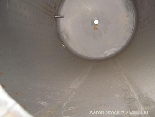 Used Alloy & Steel Fab tank, 1100 gallon, stainless steel, vertical. 68" diameter x 72" straight side. Flat top with 20" manway, sloped bottom. Bottom jacketed, rated 50 psi at 300 deg F. Agitator br...