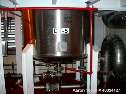 Used: Steel Pro Inc pressure tank,1500 gallon, 316L stainless steel, vertical. 72" diameter x 96" straight side, dished top and bottom. Internal rated 14.9 psi at 212 deg.f.. Openings top (5) 2",(3) ...