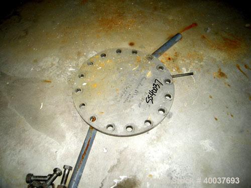 Used P.X. Engineering Tank, 2000 gallon, Stainless steel, Vertical. Approximately 84" diameter x 72" straight side, dished top and bottom. Top entering Cleveland agitator, model FGBS4, approximate 2"...