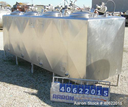 Used Cherry Burrell 4 compartment tank, approximately 350 gallons each, 304 stainless steel.  Each compartment measures 39" long x 45" wide x approximately 46" deep.  Flat top, sloped bottom.  Each c...