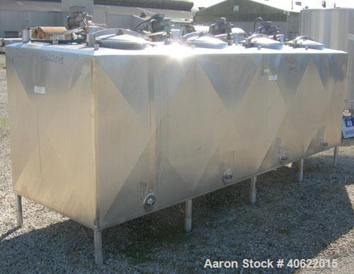 Used Cherry Burrell 4 compartment tank, approximately 350 gallons each, 304 stainless steel.  Each compartment measures 39" long x 45" wide x approximately 46" deep.  Flat top, sloped bottom.  Each c...