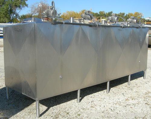 Used Cherry Burrell 4 compartment tank, approximately 350 gallons each, 304 stainless steel.  Each compartment measures 39" long x 45" wide x approximately 46" deep.  Flat top, sloped bottom.  Each c...