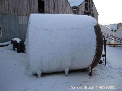 Used Tank, 3,000 gallon, Stainless steel, approximately 8' diameter x 9' straight side, dished heads, (Dairy). Carbon steel outer shell.  Oval manway and side entering approximately 1/2 hp agitator o...