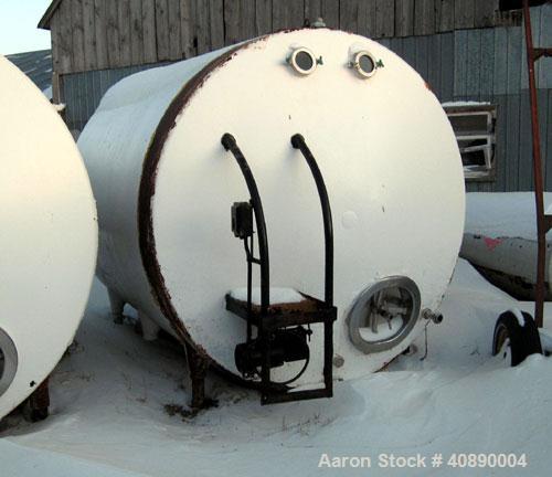 Used Tank, 3,000 gallon, Stainless steel, approximately 8' diameter x 9' straight side, dished heads, (Dairy). Carbon steel outer shell.  Oval manway and side entering approximately 3 hp agitator on ...