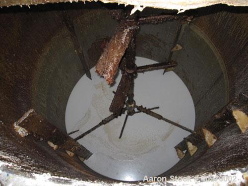 Used Imperial Mix Tank, 1,500 Gallon, Stainless Steel. Open top with hinged cover, dish bottom.  70" diameter x 8' straight side. (4) internal baffles.  Top center bridge mounted Falk agitator, 10 hp...