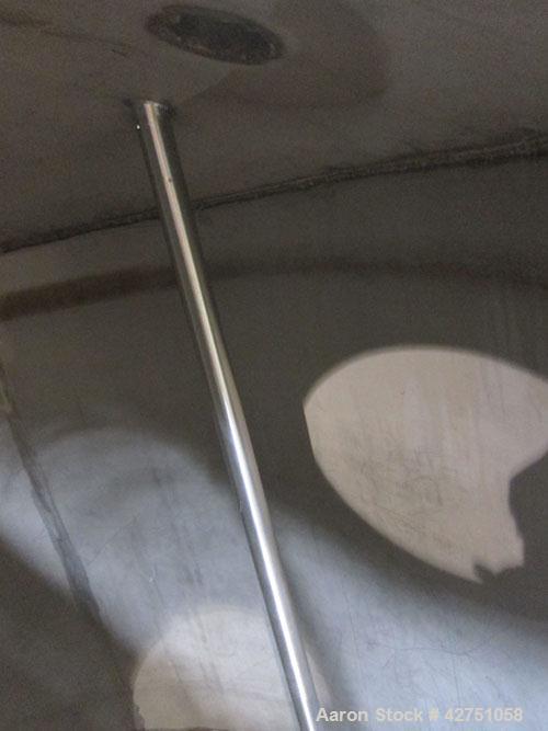 Used Tank, 1000 Gallon, 304 Stainless Steel, Vertical. 66" Diameter x 66" straight side, dished top, coned bottom. Openings top 1-1/2", (2) 2" NPT, (2) 3", 18" man way with cover. 2" Tri-clamp center...