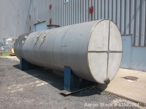 Used Tank, 4900 Gallon, 304 Stainless Steel, Horizontal. 78" Diameter x 240" straight side, flat ends. Openings: top (2) 2-3/8" threaded, (2) 3-1/4", 18" manway with cover; end 2"; bottom (3) approxi...