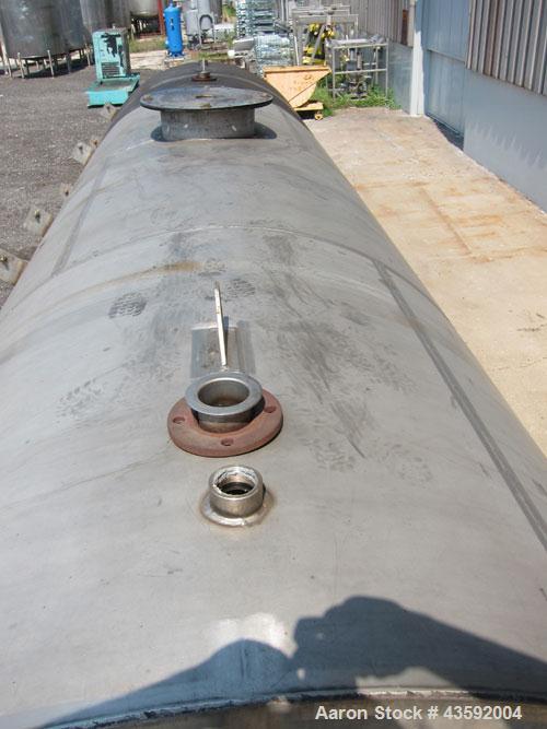 Used Tank, 4900 Gallon, 304 Stainless Steel, Horizontal. 78" Diameter x 240" straight side, flat ends. Openings: top (2) 2-3/8" threaded, (2) 3-1/4", 18" manway with cover; end 2"; bottom (3) approxi...