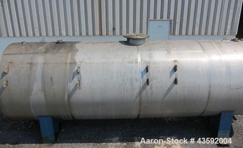 Used Tank, 4900 Gallon, 304 Stainless Steel, Horizontal. 78" Diameter x 240" straight side, flat ends. Openings: top (2) 2-3/8" threaded, (2) 3-1/4", 18" manway with cover; end 2"; bottom (3) approxi...