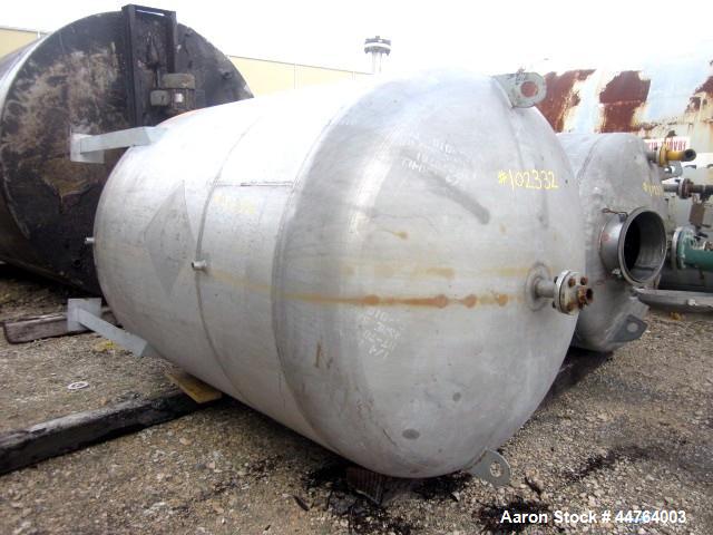 Used Harris Tanks Pressure Tank, 1000 Gallon, 304L Stainless Steel, Vertical.  60” Diameter x 72” straight side, dished top and bottom.  Internal rated 50 psi at -20 to 95 degrees F.  Openings: top 2...