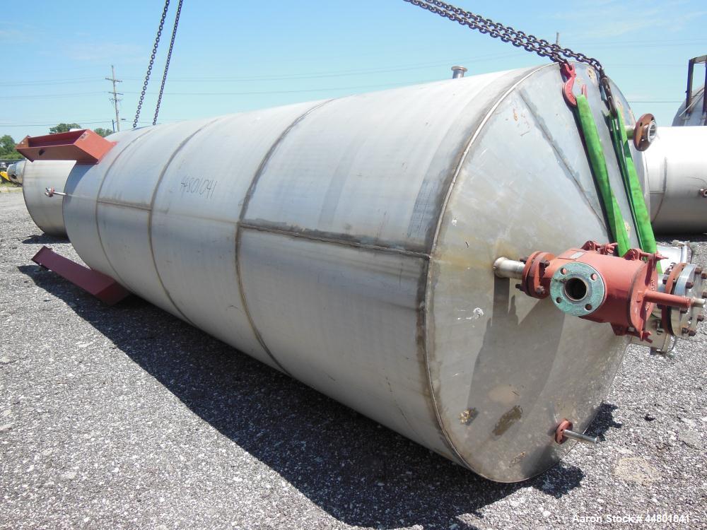 Used Par Piping & Fabrication Tank, 3500 Gallon, 304 Stainless Steel, Vertical. 72" Diameter x 192" straight side, coned top & bottom, (1) spray nozzle. Openings top 2", 3", 8", 19" man way with cove...