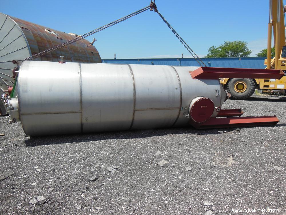 Used Par Piping & Fabrication Tank, 3500 Gallon, 304 Stainless Steel, Vertical. 72" Diameter x 192" straight side, coned top & bottom, (1) spray nozzle. Openings top 2", 3", 8", 19" man way with cove...
