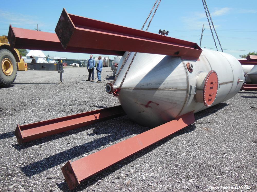 Used Par Piping & Fabrication Tank, 2500 Gallon, 321 Stainless Steel, Vertical. 72" Diameter x 144" straight side, coned top & bottom, (1) spray nozzle. Openings top (2) 2", 6", 19" man way with cove...